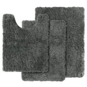 Nestl Shaggy Bath Rug, Non Slip Bathroom Rug, Small Medium and Contour (20"X32", 20"X24", 17"X24"), Gray