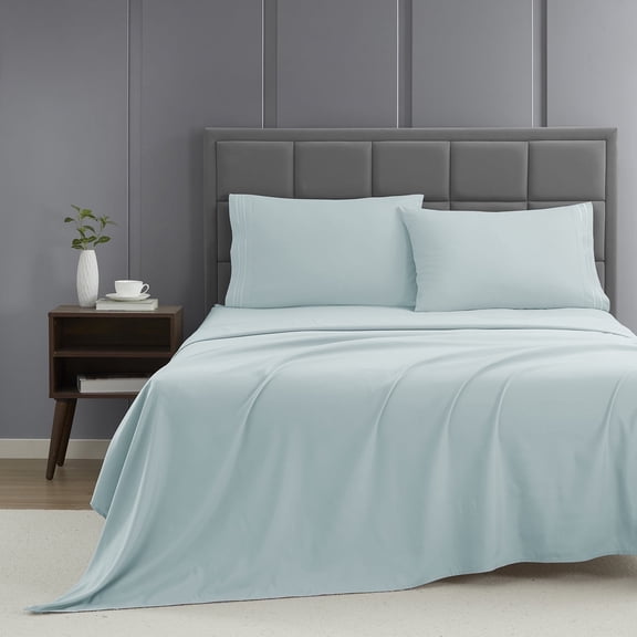 Nestl Sheets Set, 1800 Series, Deep Pocket 4 Piece, Luxury Soft Microfiber RV Short Queen Sheets Set, Aqua Light Blue Aqua Light Blue