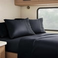 thumbnail image 1 of Nestl Sheets Set, Instantly Soft, Deep Pocket 4 Piece, Luxury Soft Microfiber RV Short Queen Sheets Set, Black Black, 1 of 8