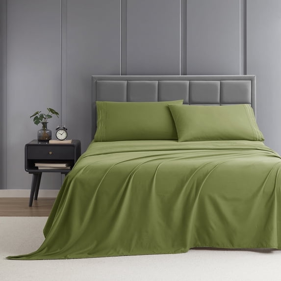 Nestl Sheets Set, Instantly Soft, Deep Pocket 4 Piece, Luxury Soft Microfiber RV Short Queen Sheets Set, Calla Green Calla Green