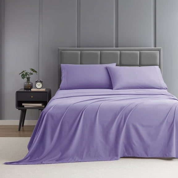 Nestl Sheets Set, 1800 Series, Deep Pocket 4 Piece, Luxury Soft Microfiber RV Short Queen Sheets Set, Lavender Lavender