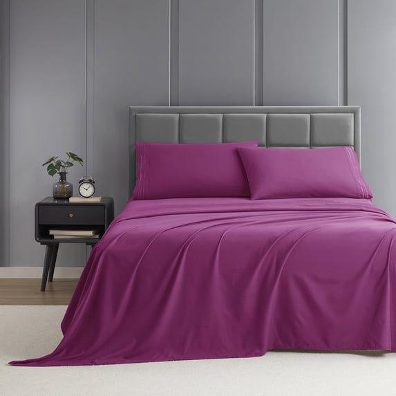 Nestl Sheets Set, Instantly Soft, Deep Pocket 4 Piece, Luxury Soft Microfiber RV Short Queen Sheets Set, Magenta Magenta