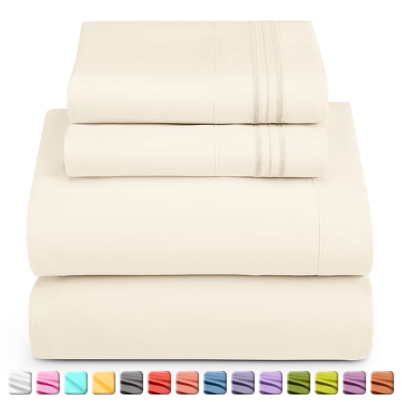 Nestl Sheets Set, Instantly Soft, Deep Pocket 4 Piece, Luxury Soft Microfiber RV Short Queen Sheets Set, Off White Off White