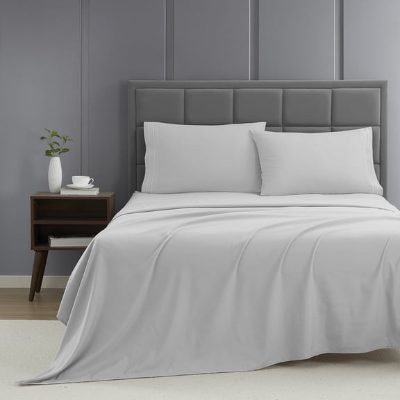 Nestl Sheets Set, Instantly Soft, Deep Pocket 4 Piece, Luxury Soft Microfiber RV Short Queen Sheets Set, Silver Gray Silver Gray