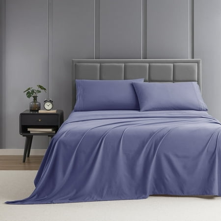 Nestl Sheets Set, 1800 Series Deep Pocket 4 Piece, Luxury Soft Microfiber RV Short Queen Sheets Set, Steel Blue Steel Blue