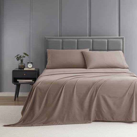 Nestl Sheets Set, Instantly Soft, Deep Pocket 4 Piece, Luxury Soft Microfiber RV Short Queen Sheets Set, Taupe Sand Taupe Sand