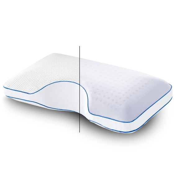 Nestl Side Sleeper Molded Gel Memory Foam Pillow – 36 x 20 In. Reversible, Tencel-Covered, Perfect for a Side Sleeper, Firm Cooling on 1 Side, Softer on the Other -King