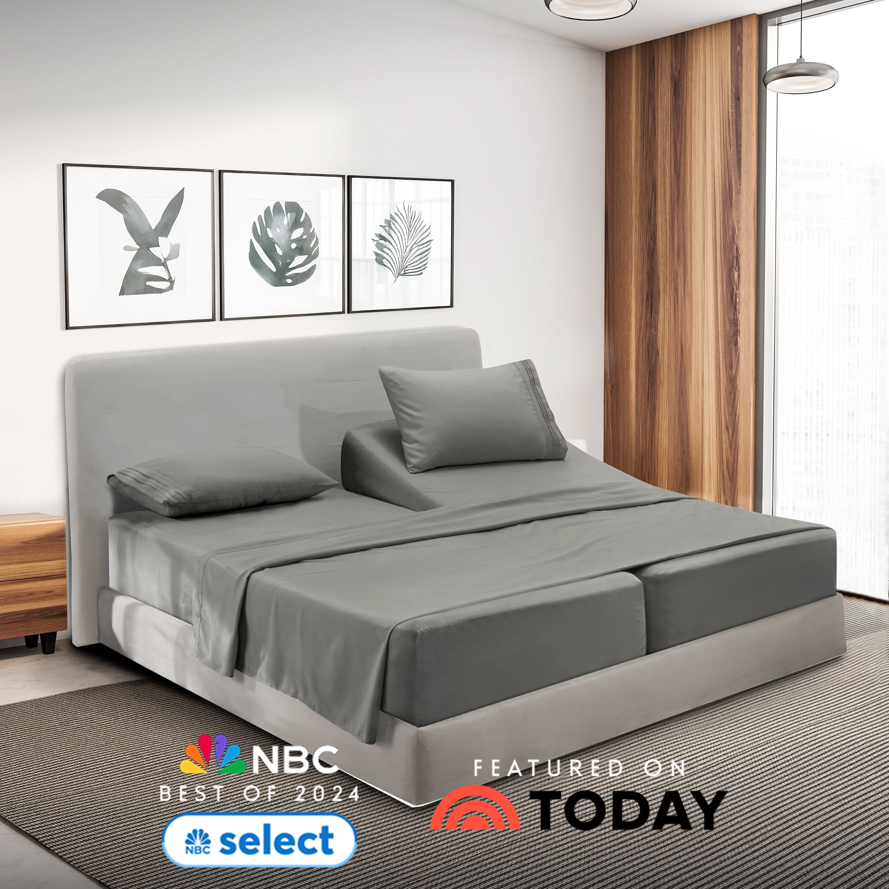 Nestl Split King Bed Sheets Set for Adjustable Beds, 5 Piece 1800 ...