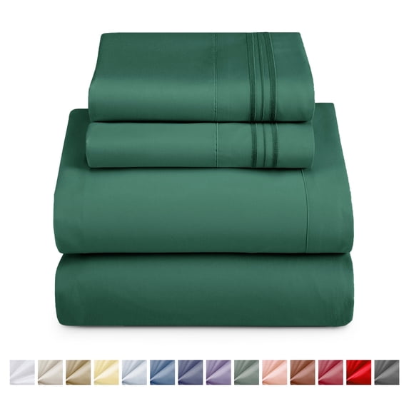 Nestl Split King Sheets For Adjustable Bed, 5 Piece Instantly Soft, Soft Microfiber Deep Pocket Split King Sheets Set, Hunter Green
