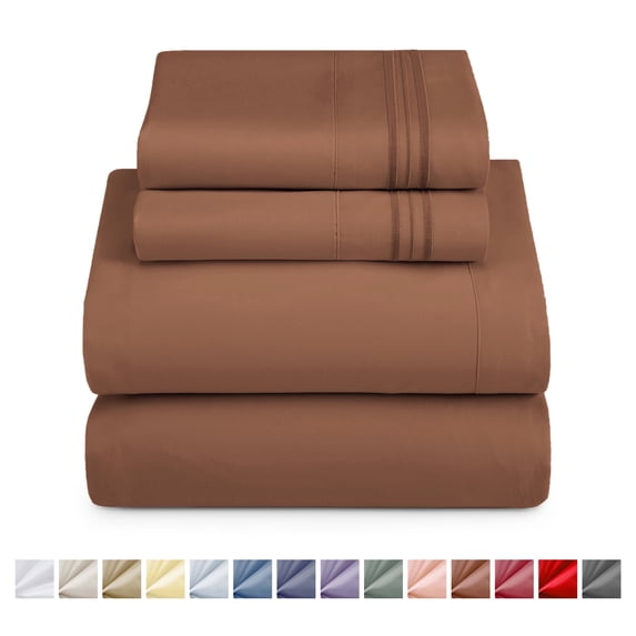 Nestl Split King Sheets For Adjustable Bed, 5 Piece Instantly Soft, Soft Microfiber Deep Pocket Split King Sheets Set, Mocha Brown