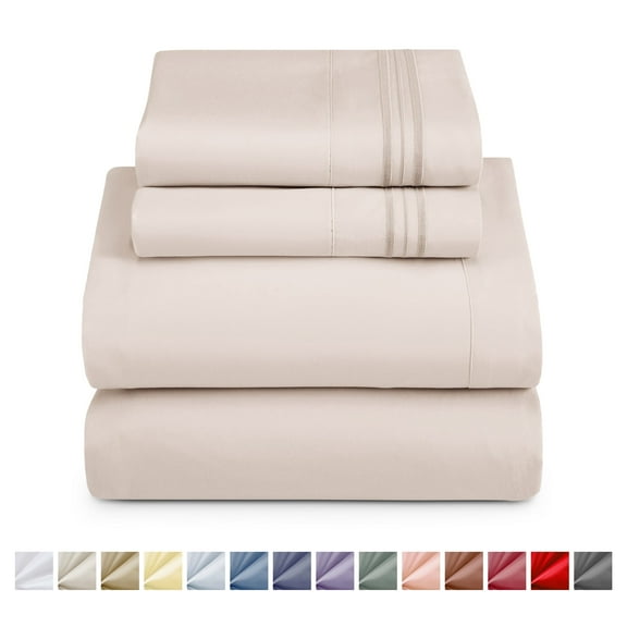 Nestl Split King Sheet Sets, 1800 Series Deep Pocket 5 Piece, Luxury Soft Microfiber Bed Sheet Sets, BEIGE CREAM