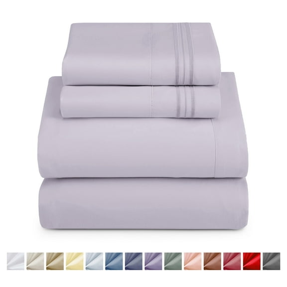 Nestl Split King Sheet Sets, 1800 Series Deep Pocket 5 Piece, Luxury Soft Microfiber Bed Sheet Sets, LIGHT GRAY LAVENDAR