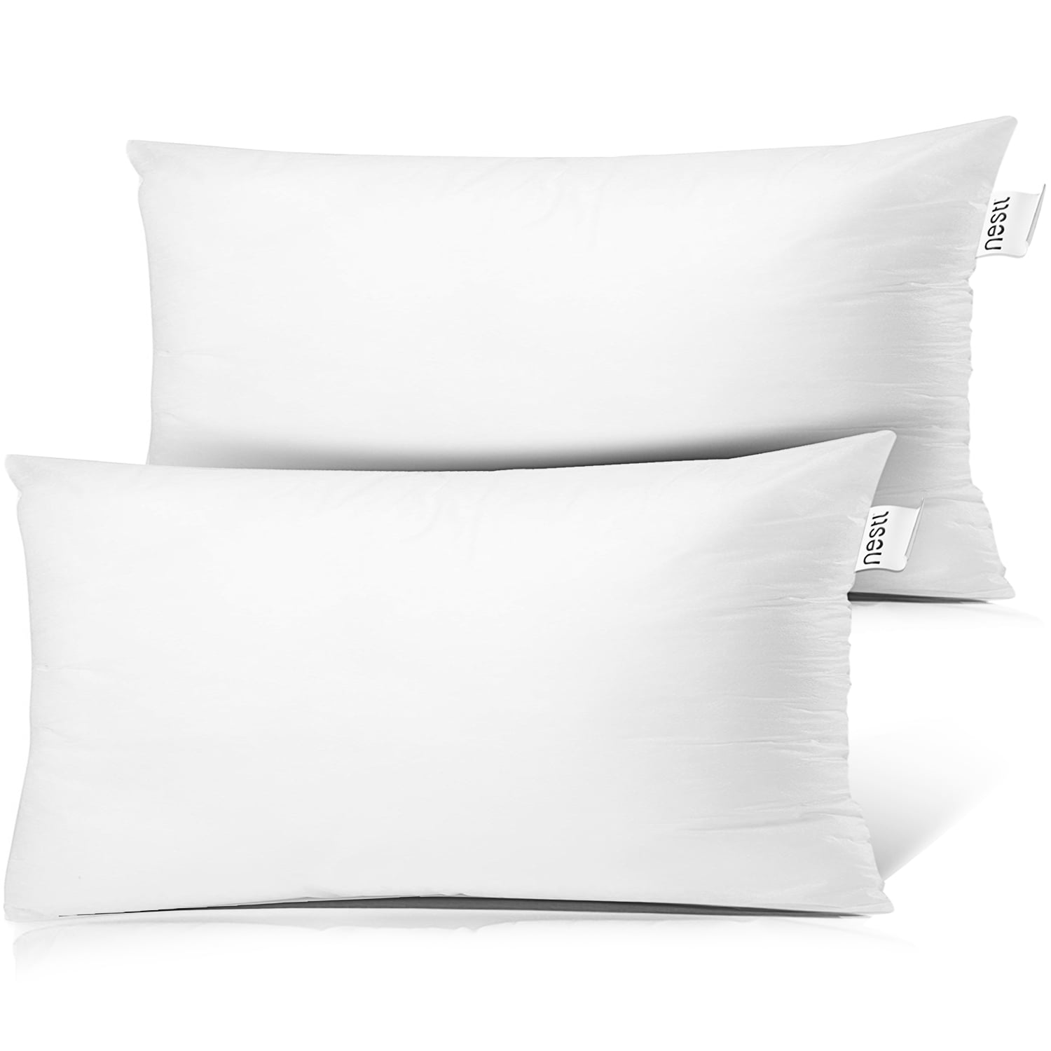Nestl 12x18 White Cotton Blend Lumbar Pillow Inserts, Pack of 2
