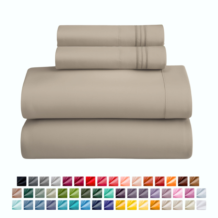 Nestl Twin Sheet Sets, 1800 Series Deep Pocket 3 Piece, Soft Microfiber Kids Bedding Set, BEIGE CREAM sheets