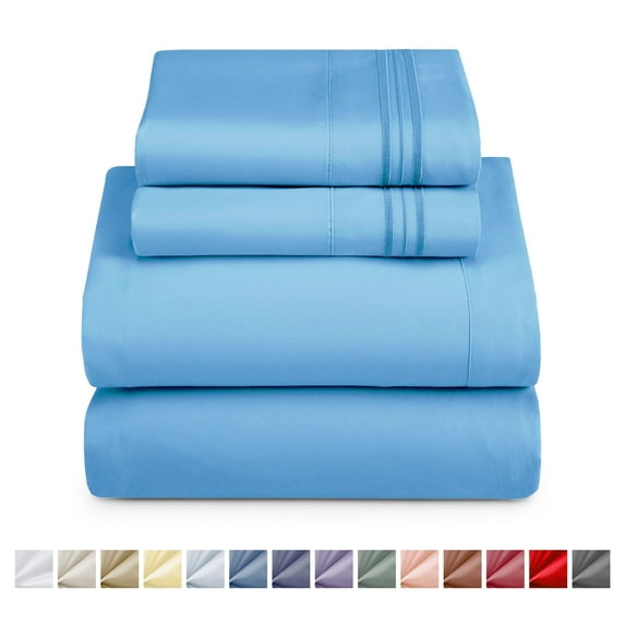 Nestl Twin Sheets Sets, 3 Piece 1800 Series Deep Pocket Twin Bedding, Soft Microfiber Kids Bedding Set, Calm Blue