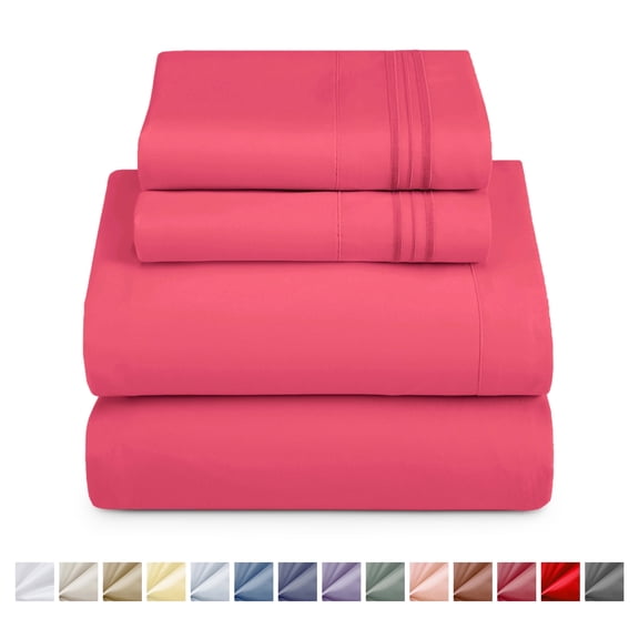 Nestl Twin Sheets Sets, 3 Piece Instantly Soft, Deep Pocket Twin Bedding, Soft Microfiber Kids Bedding Set, Coral Pink