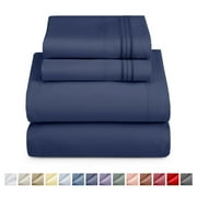 Nestl Twin Sheet Sets, 1800 Series Deep Pocket 3 Piece, Soft Microfiber Kids Bedding Set, NAVY BLUE sheets