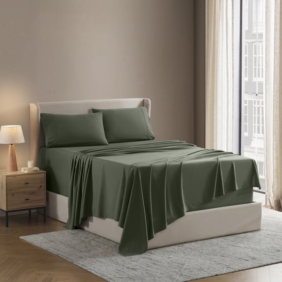 Nestl Twin Sheet Sets, 1800 Series Deep Pocket 3 Piece, Soft Microfiber Kids Bedding Set, Olive Green