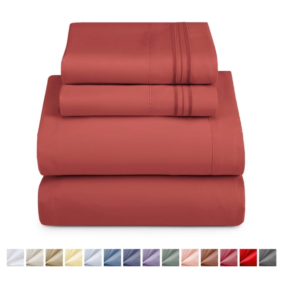 Nestl Twin Sheets Sets, 3 Piece Instantly Soft, Deep Pocket Twin Bedding, Soft Microfiber Kids Bedding Set, Orange