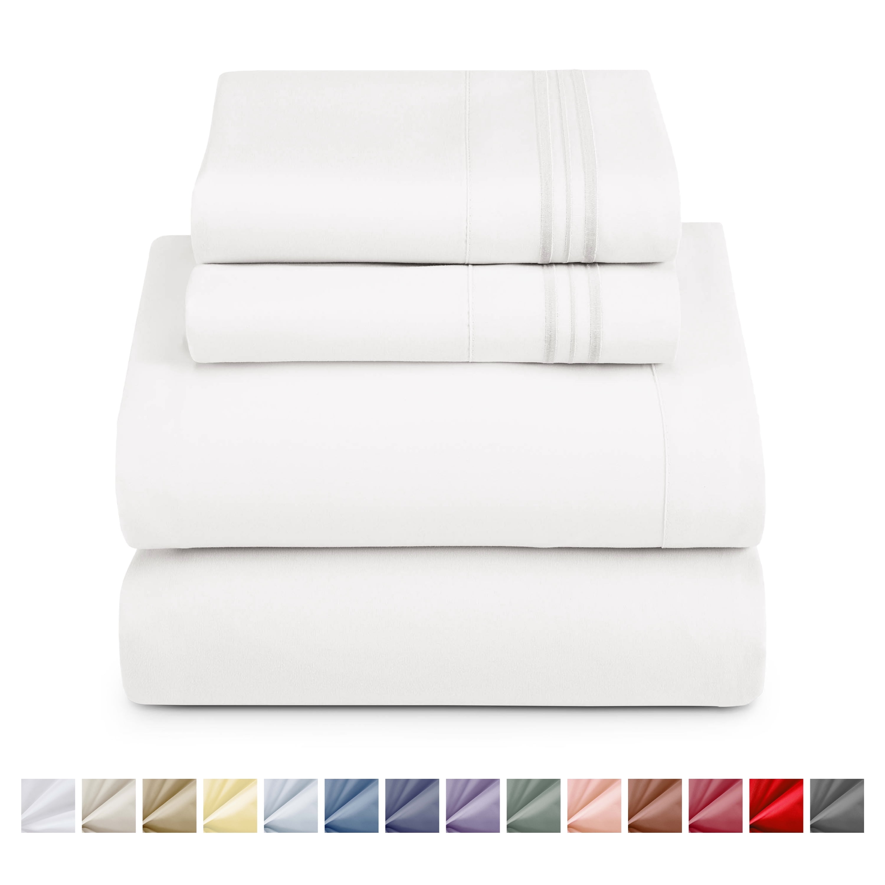 Twin Sheet Sets, 1800 Series Deep Pocket 3 Piece, Soft Microfiber Kids Bedding Set, White