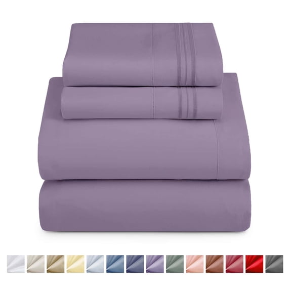 Nestl Twin Sheet Sets, Instantly Soft, Deep Pocket 4 Piece, Luxury Soft Microfiber Bed Sheet Sets, Gray Purple