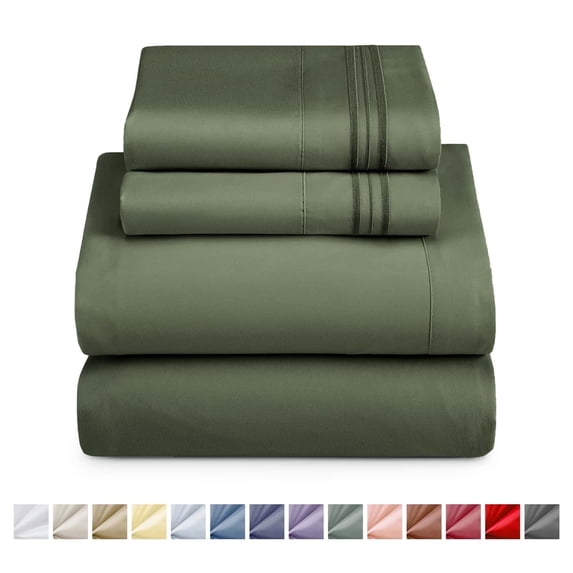Nestl Twin Sheet Sets, Instantly Soft, Deep Pocket 4 Piece, Luxury Soft Microfiber Bed Sheet Sets, Olive Green