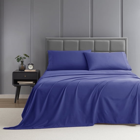Nestl Twin Sheets Set, Instantly Soft, Deep Pocket 4 Piece, Soft Microfiber Kids Bedding Set, Royal Blue
