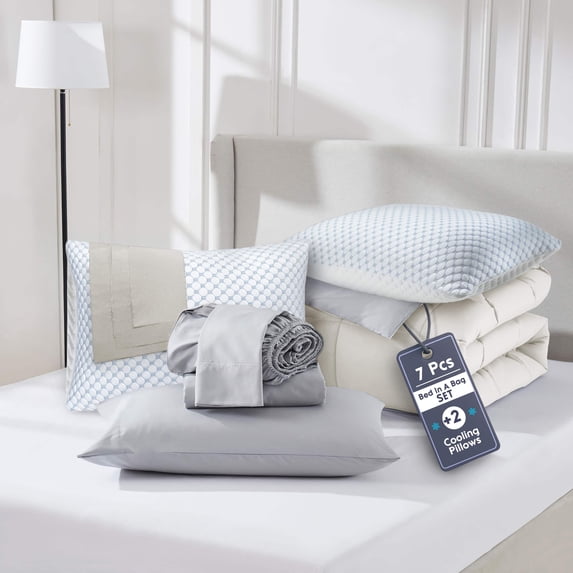 Nestl Twin Size Comforter Set 9 Piece Reversible Comforter Set Twin Bed in a Bag Twin All Season, Twin Bed In A Bag With 2 Memory Foam Pillows 