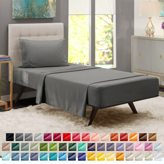Nestl Twin XL Sheets Set, 1800 Series Deep Pocket Xl Twin Sheets 3 Piece , Luxury Soft Microfiber Bed Sheet Sets, Charcoal Stone Gray