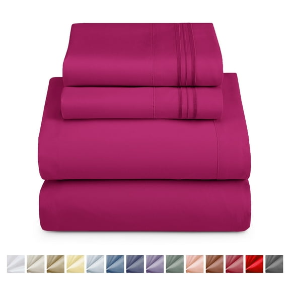 Nestl Twin XL Sheet Sets, 1800 Series Deep Pocket 3 Piece, Luxury Soft Microfiber Bed Sheet Sets, Magenta