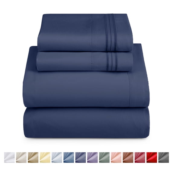 Nestl Twin XL Sheets Sets, 3 Piece Instantly Soft, Deep Pocket Twin XL Dorm Bedding, Navy Blue