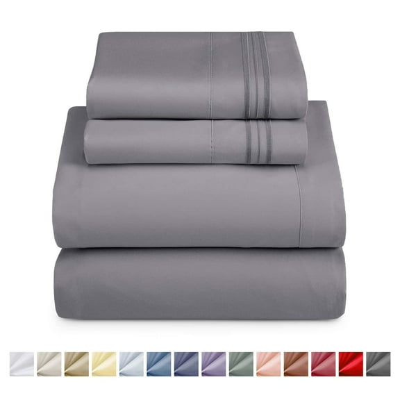 Nestl Twin XL Sheet Sets, 1800 Series Deep Pocket 3 Piece, Soft Microfiber Kids Bedding Set, GREY sheets