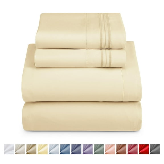 Nestl Twin XL Sheet Sets, 1800 Series Deep Pocket 3 Piece, Soft Microfiber Kids Bedding Set, IVORY sheets