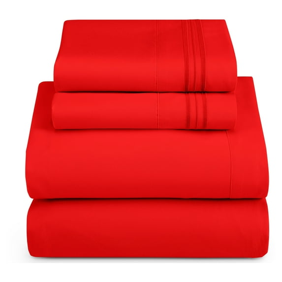 Nestl Ultra-soft Deep Pocket Bed Sheet Set Cherry-Red Twin