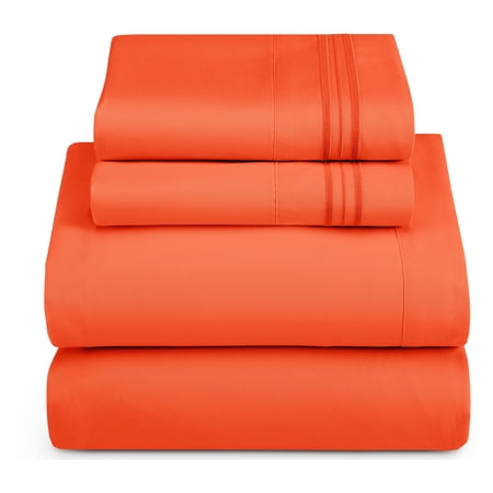 Nestl Ultra-soft Deep Pocket Bed Sheet Set Orange Full