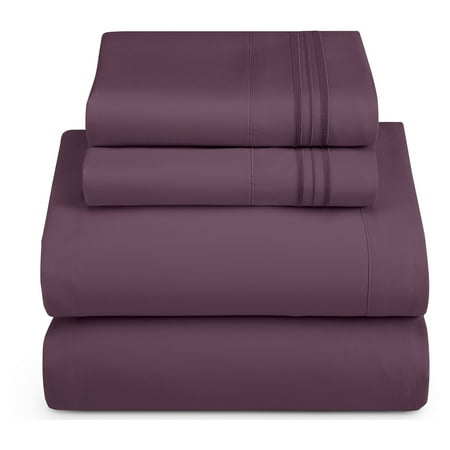 Nestl Ultra-soft Deep Pocket Bed Sheet Set Purple Eggplant Queen