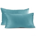 thumbnail image 1 of Nestl Velvet Throw Pillow Covers Solid Rectangle Soft Decorative Pillow Cover for Sofa, 12" x 20", Beach Blue, Pack of 2, 1 of 8