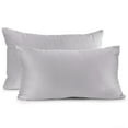 thumbnail image 1 of Nestl Velvet Throw Pillow Covers Solid Rectangle Soft Decorative Pillow Cover for Sofa, 12" x 20", Gray Lavender, Pack of 2, 1 of 8