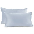 thumbnail image 1 of Nestl Velvet Throw Pillow Covers Solid Rectangle Soft Decorative Pillow Cover for Sofa, 12" x 20", Ice Blue, Pack of 2, 1 of 8