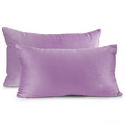 Nestl Velvet Throw Pillow Covers Solid Rectangle Soft Decorative Pillow Cover for Sofa, 12" x 20", Lavender, Pack of 2