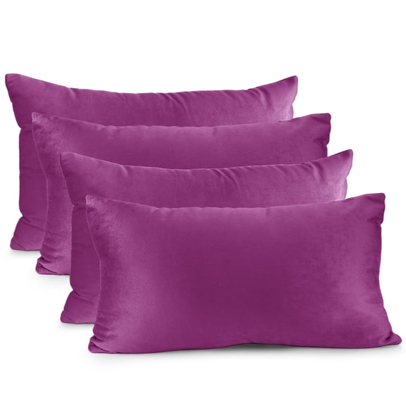 Nestl Velvet Throw Pillow Covers Solid Rectangle Soft Decorative Pillow Cover for Sofa, 12" x 20", Orchide Purple, Pack of 4