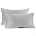 thumbnail image 1 of Nestl Velvet Throw Pillow Covers Solid Rectangle Soft Decorative Pillow Cover for Sofa, 12" x 20", Silver, Pack of 2, 1 of 8