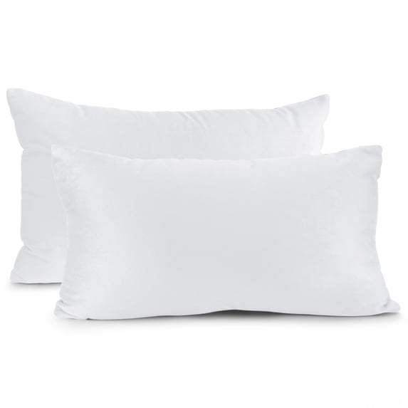 Nestl Velvet Throw Pillow Covers Solid Rectangle Soft Decorative Pillow Cover for Sofa, 12" x 20", White, Pack of 2