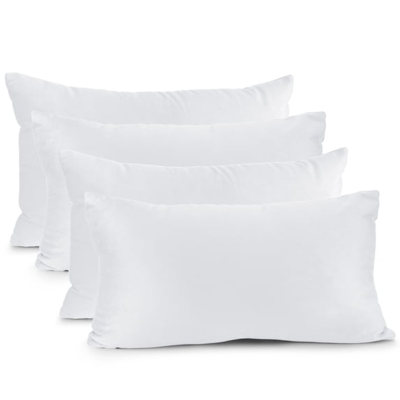 Nestl Velvet Throw Pillow Covers Solid Rectangle Soft Decorative Pillow Cover for Sofa, 12" x 20", White, Pack of 4