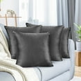 thumbnail image 1 of Nestl Velvet Throw Pillow Covers Solid Square Soft Decorative Pillow Cover for Sofa, 16" x 16", Charcoal Gray, Pack of 4, 1 of 8