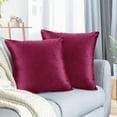 thumbnail image 1 of Nestl Velvet Throw Pillow Covers Solid Square Soft Decorative Pillow Cover for Sofa, 18" x 18", Magenta, Pack of 2, 1 of 8