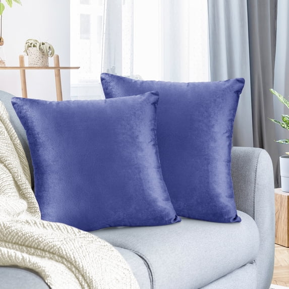 Nestl Velvet Throw Pillow Covers Solid Square Soft Decorative Pillow Cover for Sofa, 20" x 20", Calm Blue, Pack of 2