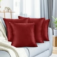 thumbnail image 1 of Nestl Velvet Throw Pillow Covers Solid Square Soft Decorative Pillow Cover for Sofa, 20" x 20", Cherry Red, Pack of 4, 1 of 8