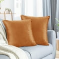 thumbnail image 1 of Nestl Velvet Throw Pillow Covers Solid Square Soft Decorative Pillow Cover for Sofa, 20" x 20", Rust Orange, Pack of 2, 1 of 8