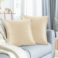 thumbnail image 1 of Nestl Velvet Throw Pillow Covers Solid Square Soft Decorative Pillow Cover for Sofa, 22" x 22", Beige, Pack of 2, 1 of 8